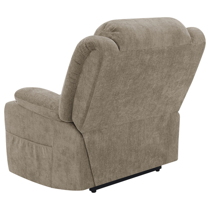 Beca - Upholstered Power Lift Recliner With Cupholders And USB Charging