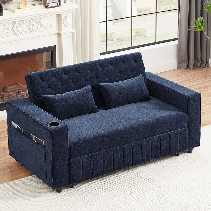 Pull-Out Sofa Bed Convertible Couch With Adjustable Backrest For Living Room
