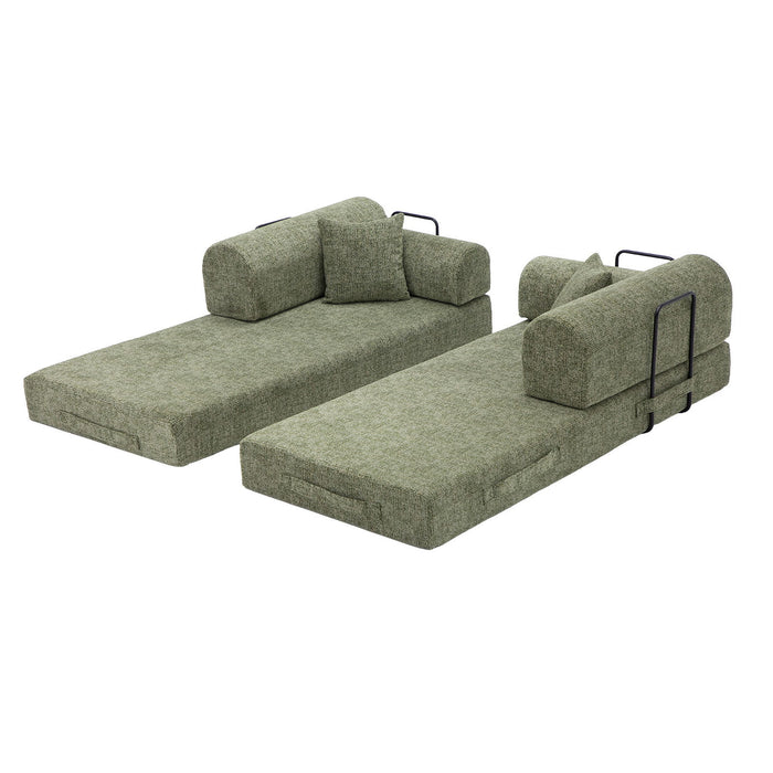 Modern 2 Tone Fabric Convertible Sleeper Sofa Bed