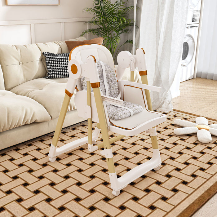 Convertible Baby High Chair To Rocker With 5 Point Harness