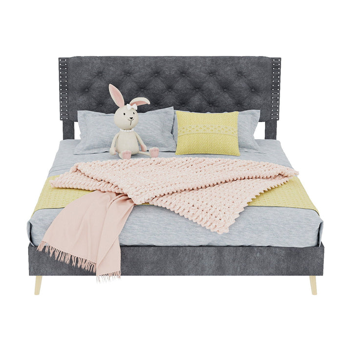 Upholstered Bed With Tufted Headboard