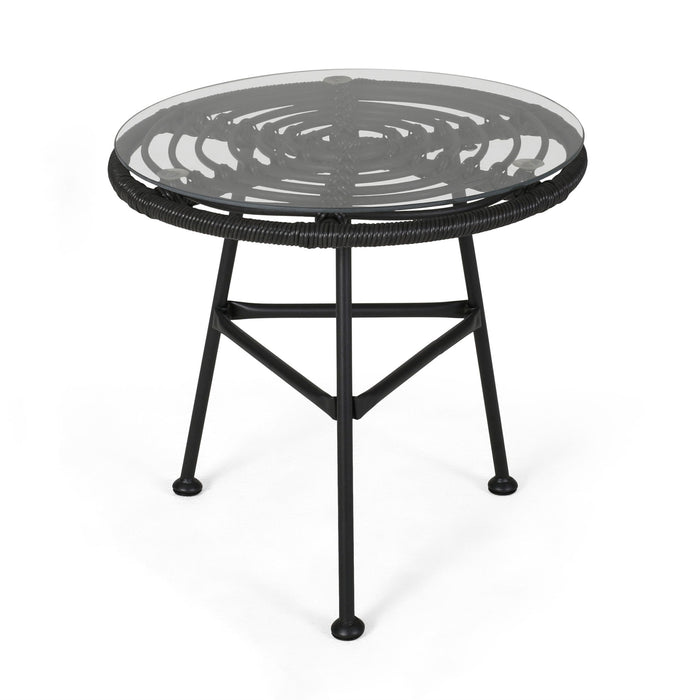 Petrichor - Outdoor Side Table With Tempered Glass And Steel Frame