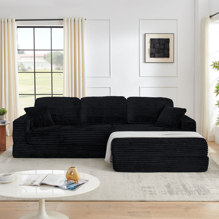 Modern Minimalist L Shape Modular Sectional Sofa, Corduroy Couch