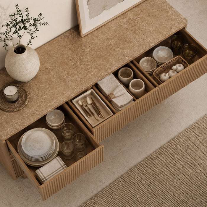 Curved Credenza, Wide Storage Cabinet For Dining Room