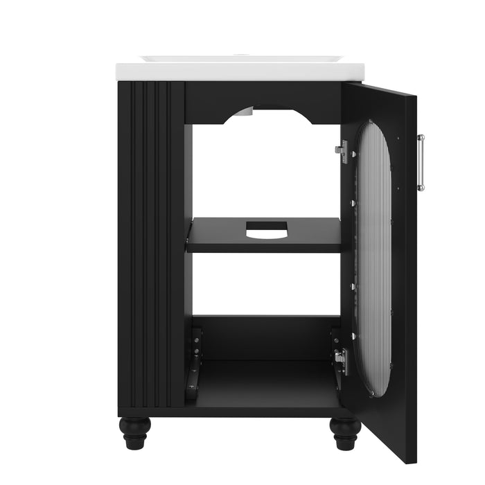 Modern Bathroom Vanity With Sink, Adjustable 2 Tier Shelf