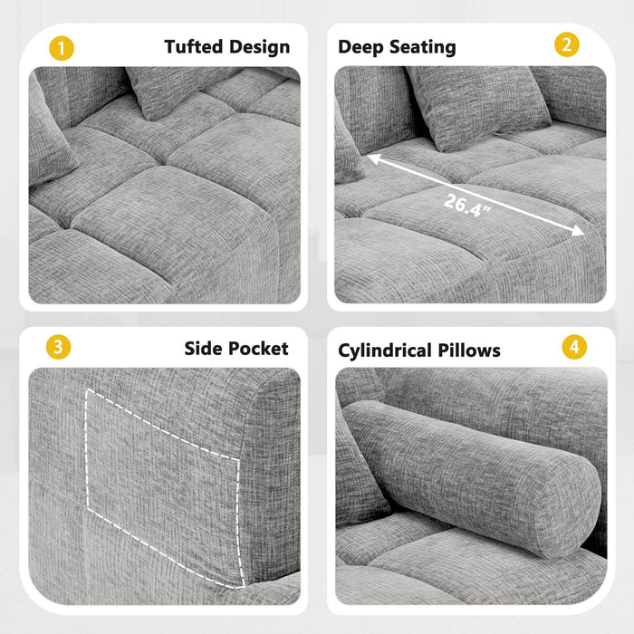 Sectional Free Combined Sofa With 2 Side Pockets