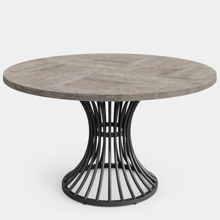 Round Dining Table For 4 - 6, (Table Only) - Gray / Black