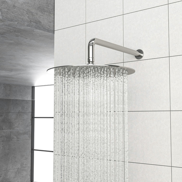 Dual Shower Head System With Rain Shower And Handheld, Wall Mounted, 10" Round Design - Brushed Nickel