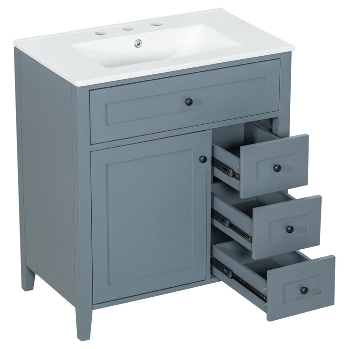 Bathroom Vanity With Sink, 3 Drawers And Adjustable Shelf