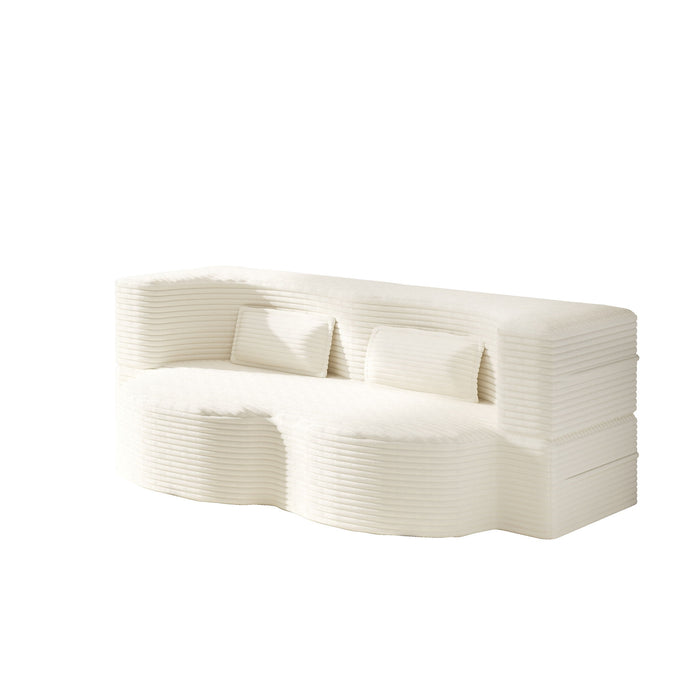 Floor Sofa With 2 Pillows, Convertible Twin Size Mattress For Living Room