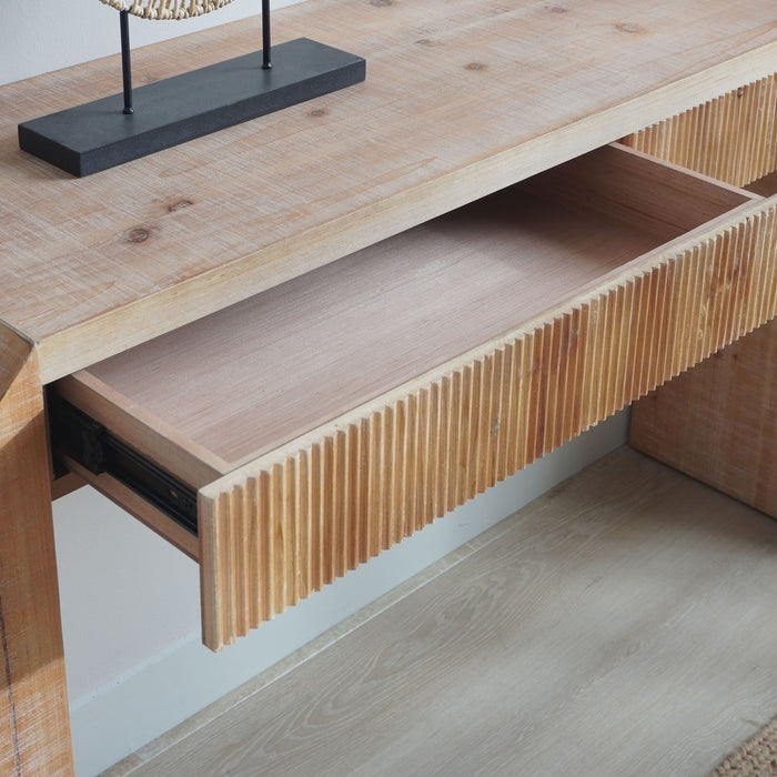 Rustic Modern Console Table With Drawer Storage - Natural Wood