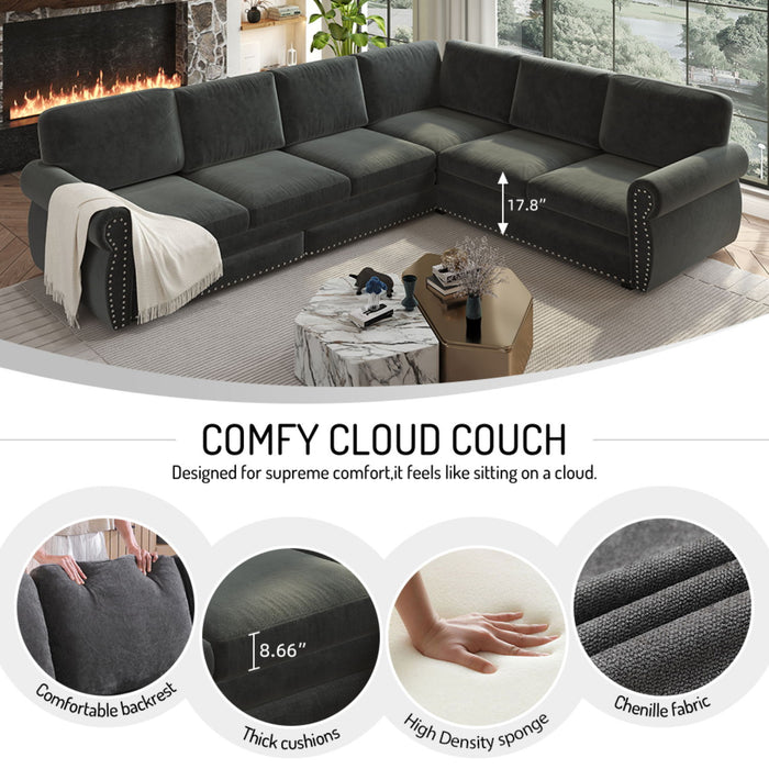 L-Shaped Sofa Couch With Pull-Out Bed
