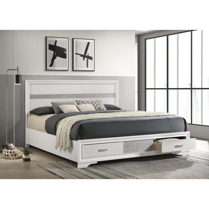 California King Storage Platform Bed With 2 Drawer - White