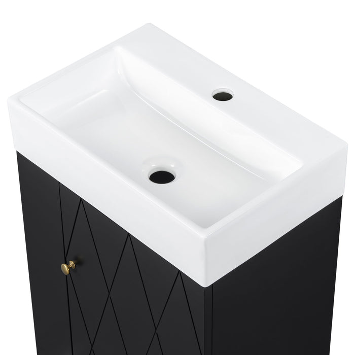 Modern Bathroom Vanity With Sink, Diamond Pattern Doors