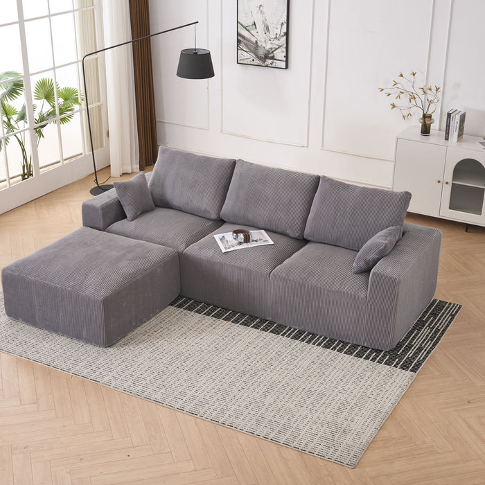 Modular Sectional Sofa With Ottoman, USB And Type C Charger, Petal Armrest Design