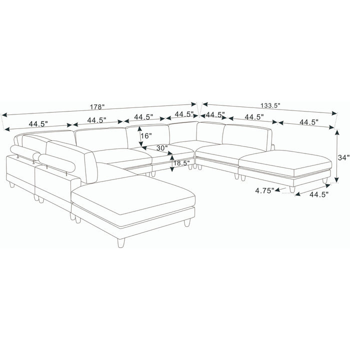 Modern Modular Sectional With Adjustable Back Support