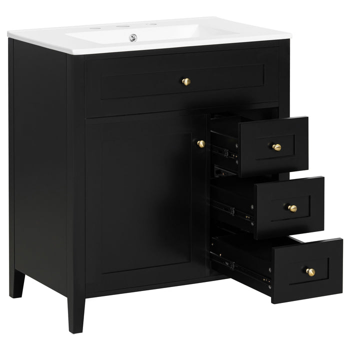 Bathroom Vanity With Sink, 3 Drawers And Adjustable Shelf