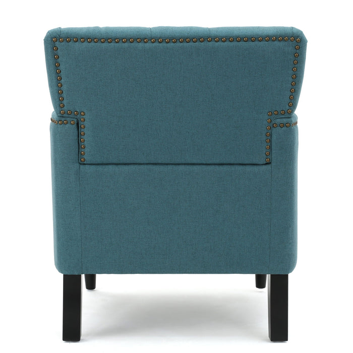 Harrison - Tufted Club Chair With Plush Cushion And Studded Trim - Dark Teal