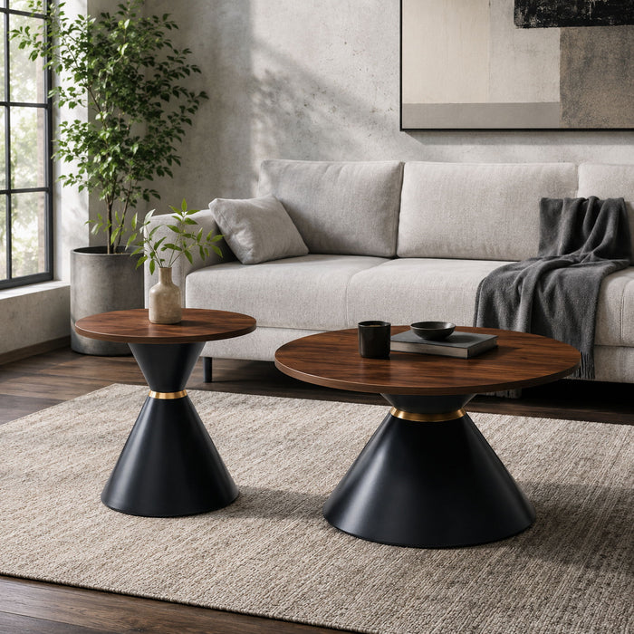 2 Piece Round Coffee Table Set For Living Room