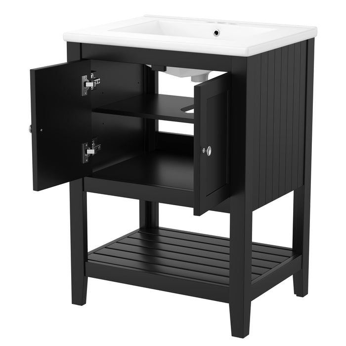 Modern Bathroom Vanity With Sink And Open Shelf