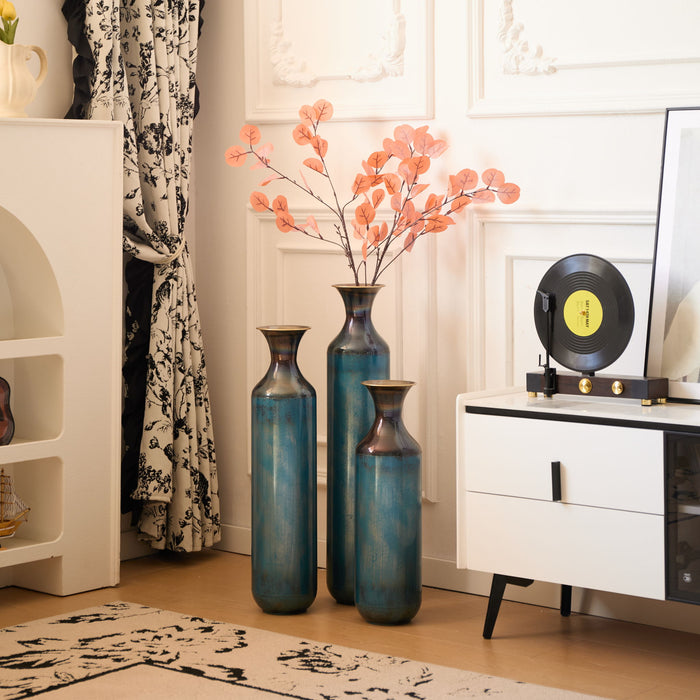 Modern Droplet Shaped Floor Vase Set, 3 Piece Home Decor