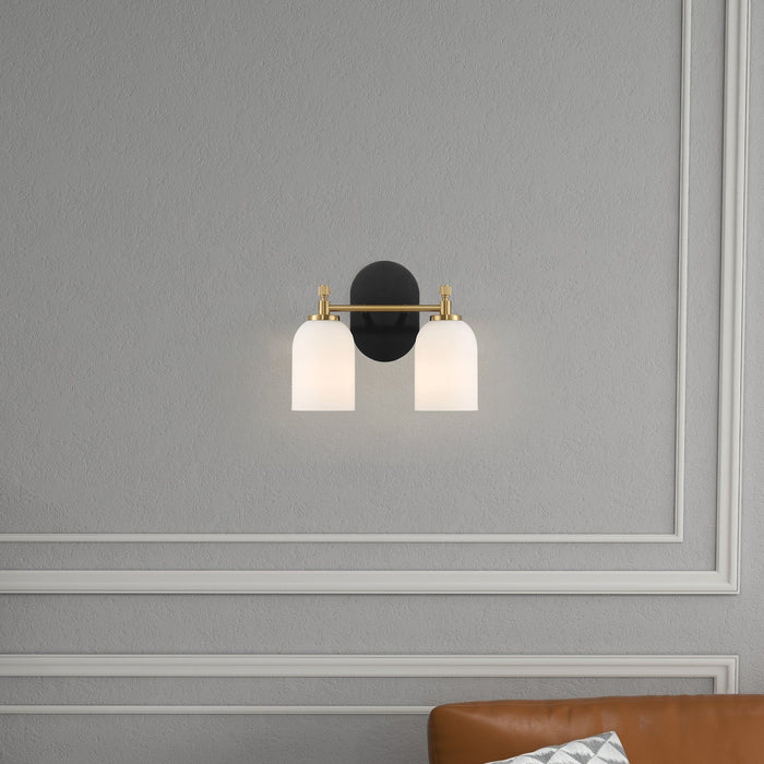 Vortex - 2 Lights Vanity In Traditional Style For Over Bathroom Mirror Wall Sconce - Black / Gold / White