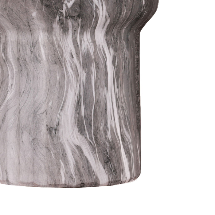 Round Geometric Outdoor End Table - Marble