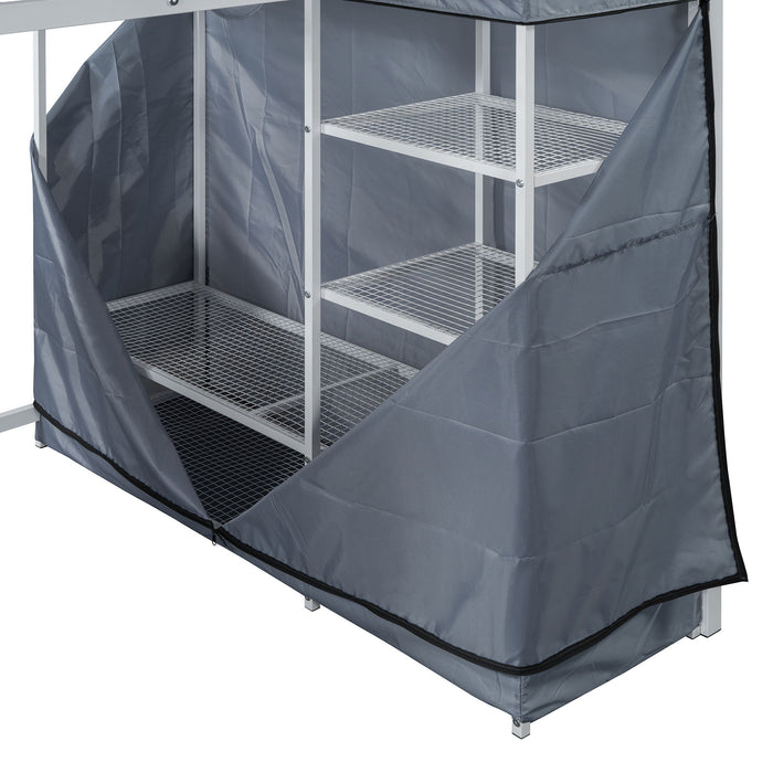 Loft Bed With Desk, Shelves, Power Outlet, LED Light And Wardrobe