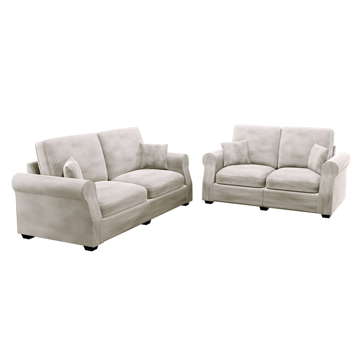 Contemporary 2 Piece Sofa Set With Matching Pillows