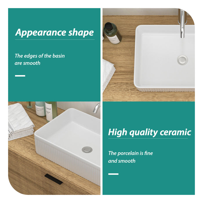 Modern Ceramic Rectangular Vessel Bathroom Sink