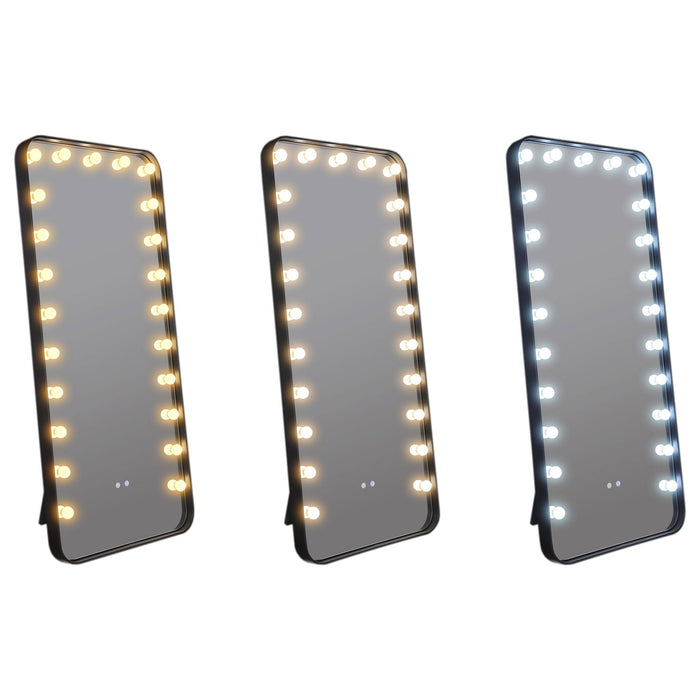 Villancourt - LED Standing Mirror With Speakers - Black