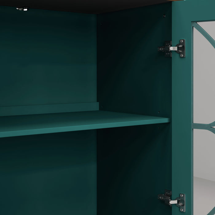 Elegant 4 Door Cabinet With Tempered Glass Doors