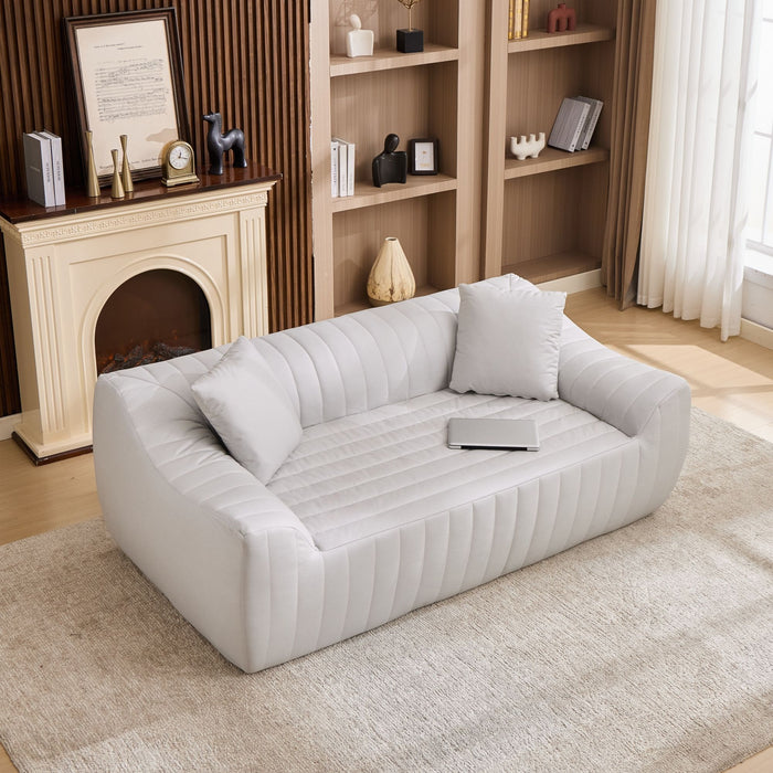 Oversized 2 Seater Loveseat With 2 Decor Throw Pillows, Deep Seat Sofa For Living Rooms