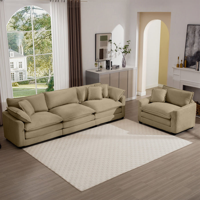 Elegant Corduroy Oversized Sectional Sofa Set With Deep Seats And Flexible Layout