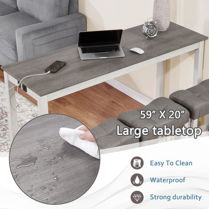4 Piece Bar Table Set With Power Outlet