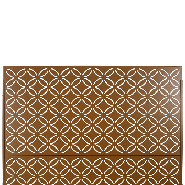 Freestanding Decorative Privacy Screen For Deck Balcony Patio, Metal Privacy - Brown