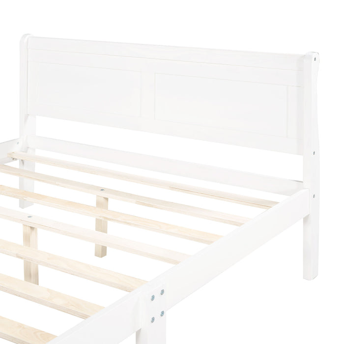 Platform Bed Frame Mattress Foundation Sleigh Bed With Headboard / Footboard / Wood Slat Suppor