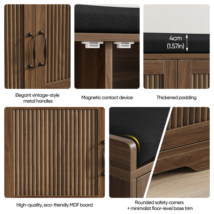 Entryway Shoe Bench With Double Doors