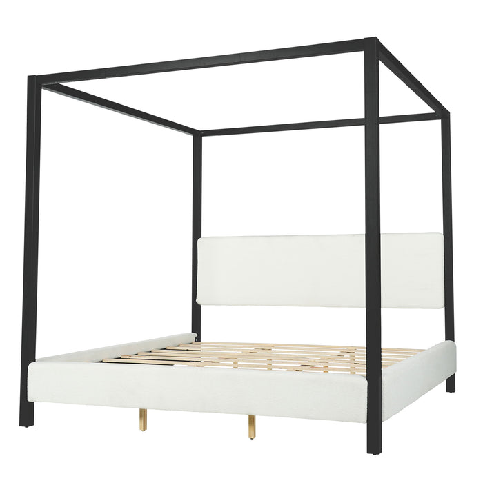 Modern Canopy Bed With Upholstery