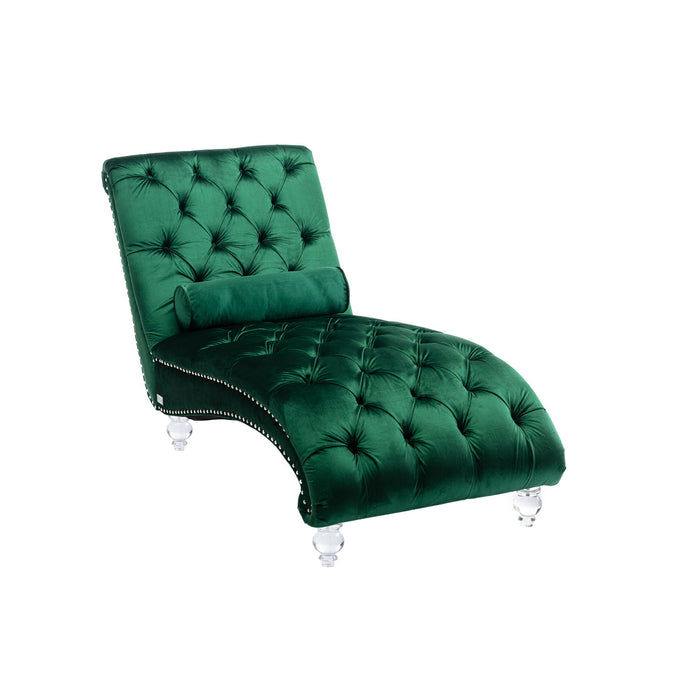 Velvet Chaise Lounge Indoor, Button Tufted Upholstered Chaise Lounge Chair With Pillow