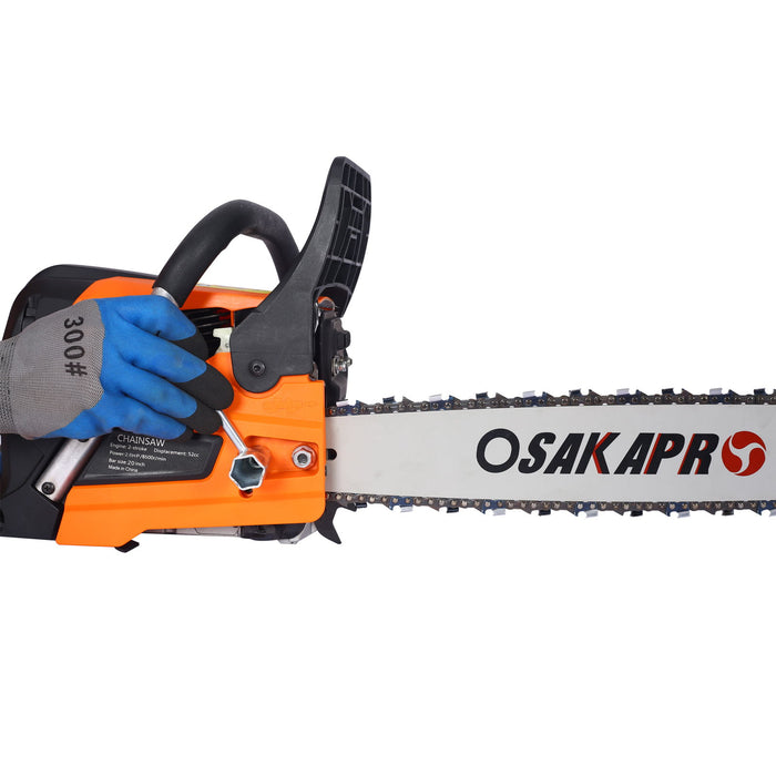 Professional Gasoline Chainsaw 20" 52Cc For Tree And Wood Cutting - Orange