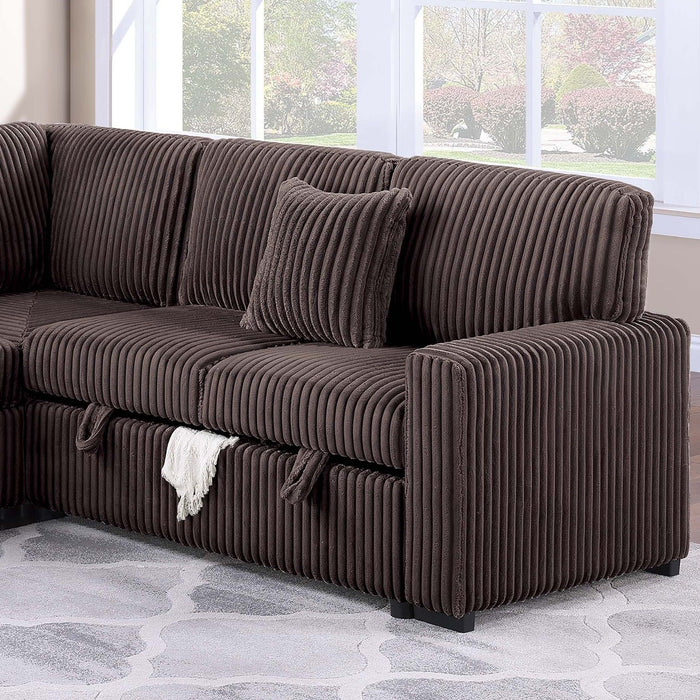 Convertible Sectional Upholstered Sleeper Sofa With Storage Chaise