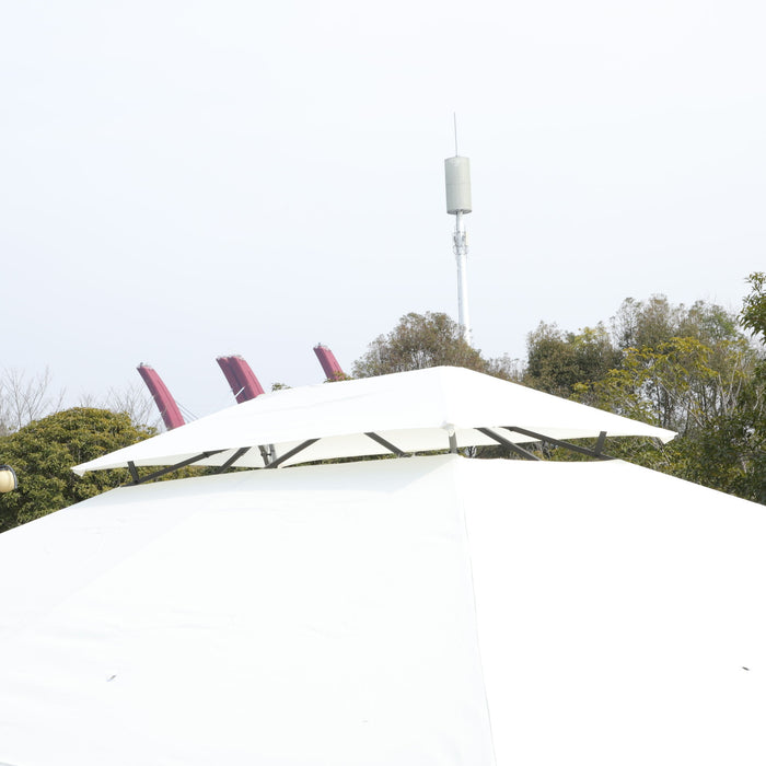 Outdoor Patio Gazebo Tent With Ventilated Double Roof And Sidewall