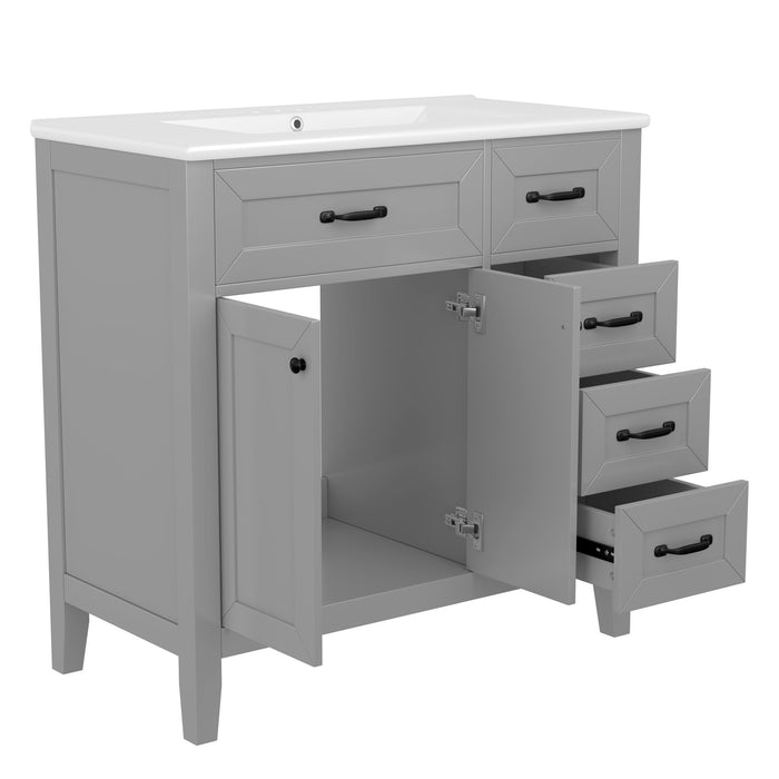 Modern Bathroom Vanity With Sink, Freestanding Design With Drawers And Doors