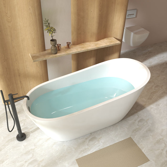 Special-Shaped Freestanding Slipper Bathtub, Overflow & Pop Up Drain