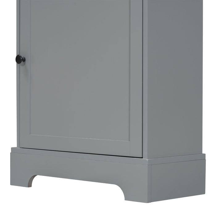 Tall Storage Cabinet With 3 Drawers And Adjustable Shelves For Bathroom