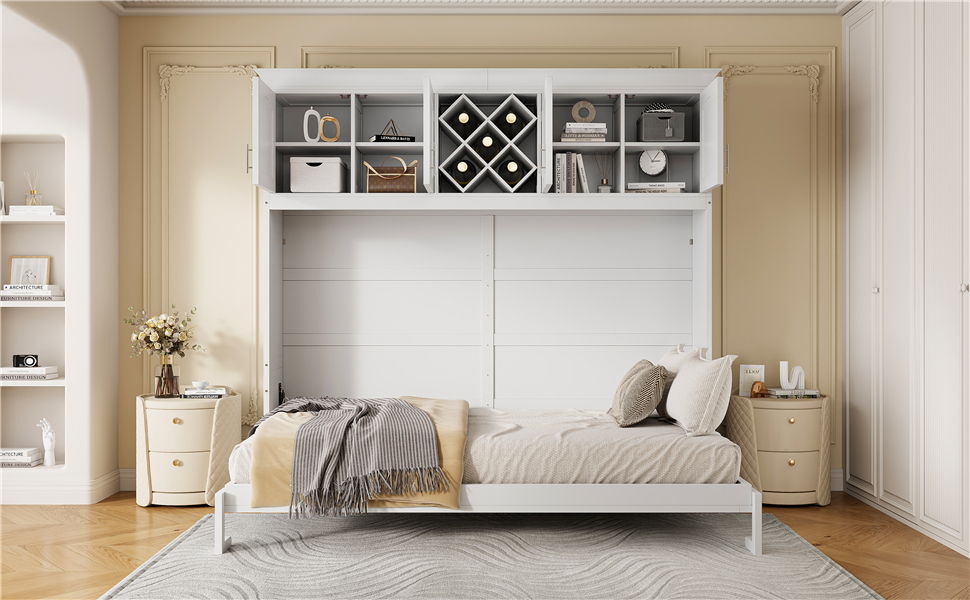 Murphy Wall Bed With Top Cabinets & Wine Rack
