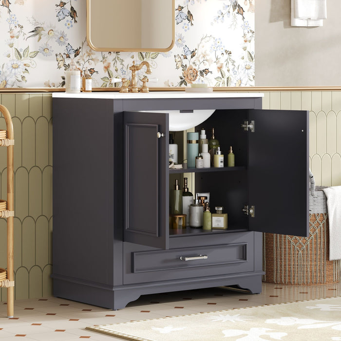 Bathroom Vanity With Sink, Cabinet & 2 Soft Closing Doors & Adjustable Shelf