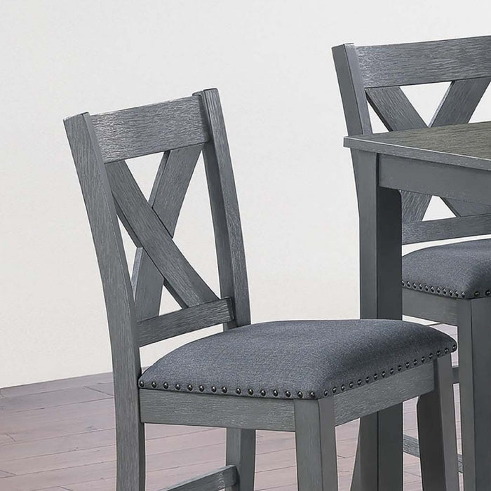 7 Piece Dining Room Furniture, Counter Height Table And 6 Chairs Set - Gray