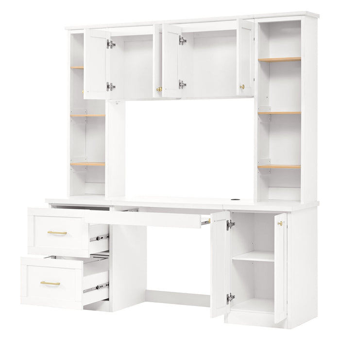 Computer Desk With Hutch, Workstation With Desk Grommet & Keyboard Tray